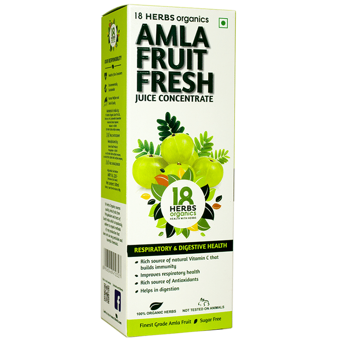 18 Herbs Organics Amla Fruit Fresh Juice Concentrate Sugar Free