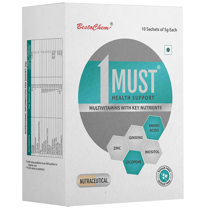 1Must Multivitamins with Key Nutrients Sachet (5gm Each) Sugar Free Orange