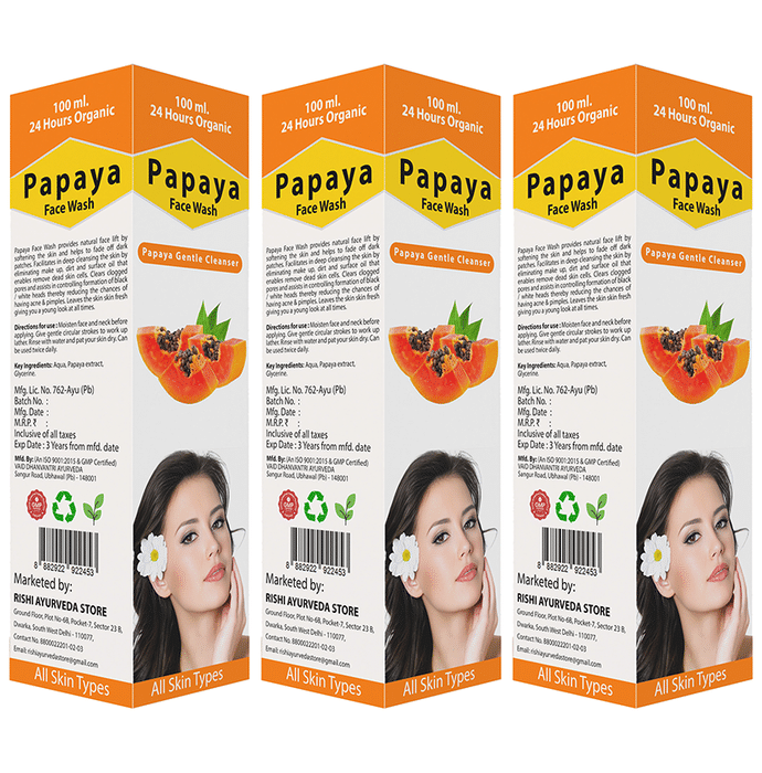 24 Hours Organic Papaya Face Wash (100ml Each)