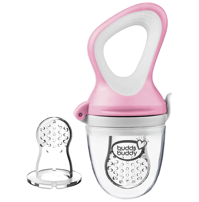 Buddsbuddy 2 Stage Fruit and Food Nibbler with Extra Teat Pink