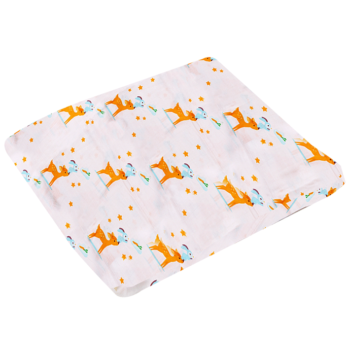 Polka Tots 100% Organic Muslin Cotton Soft Swaddle Blanket Large Deer-White