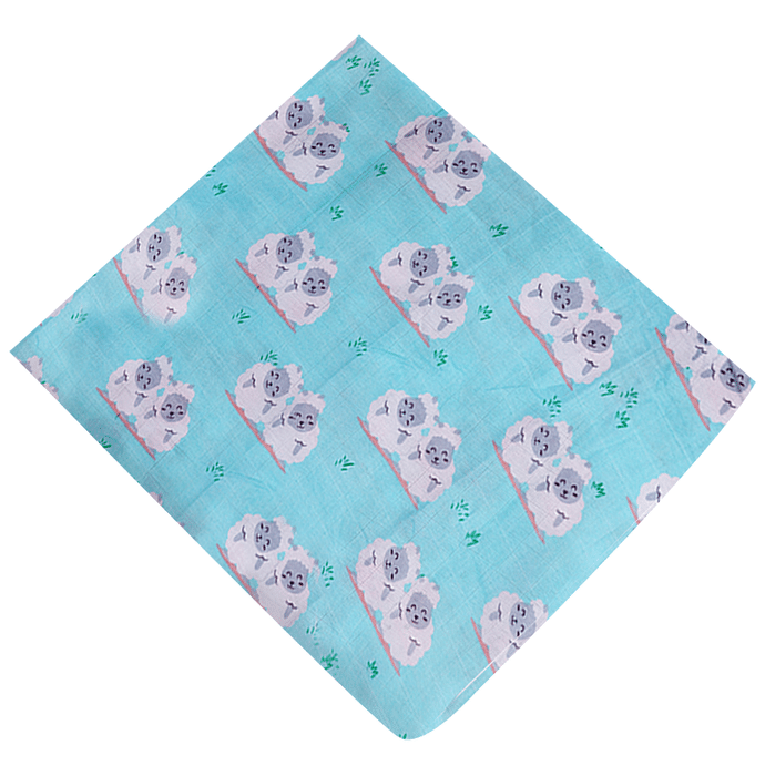 Polka Tots 100% Organic Muslin Cotton Soft Swaddle Blanket Large Sheep-Blue