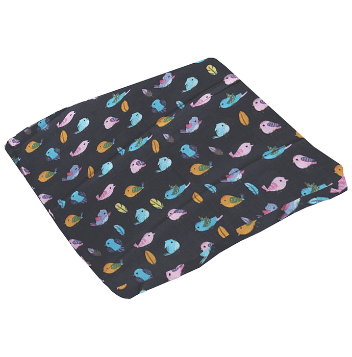 Polka Tots 100% Organic Muslin Cotton Soft Swaddle Wrap Blanket Bird - Black