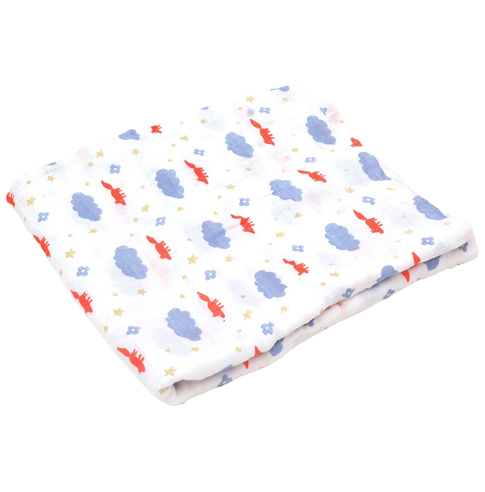 Polka Tots 100% Organic Muslin Cotton Soft Swaddle Wrap Blanket Cloud Print - White