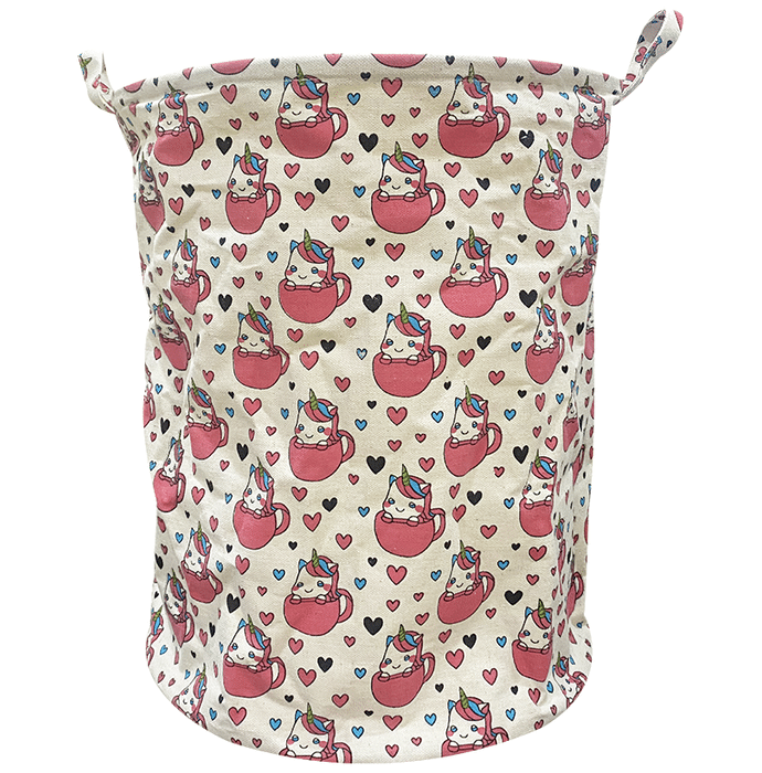 Polka Tots Canvas Cotton Laundary Storage Bag Unicorn - Pink