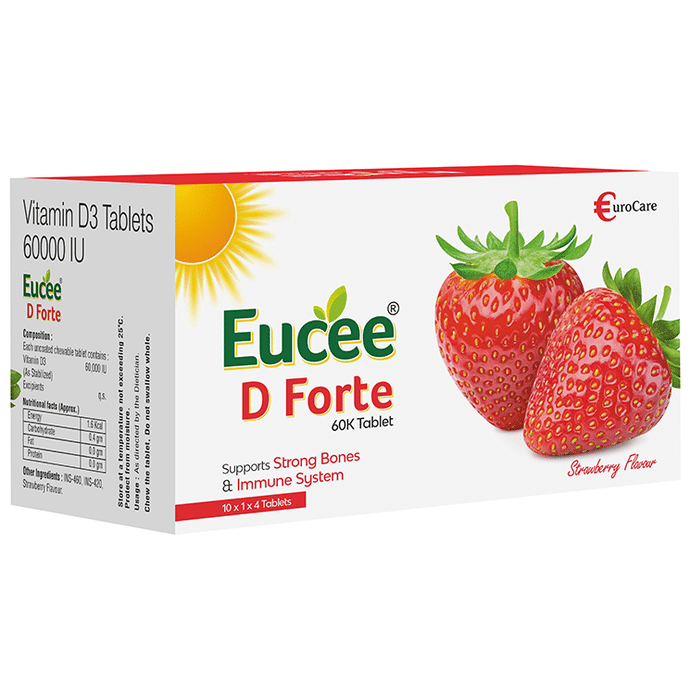 Eucee D Forte 60K Chewable Tablet Strawberry Sugar Free