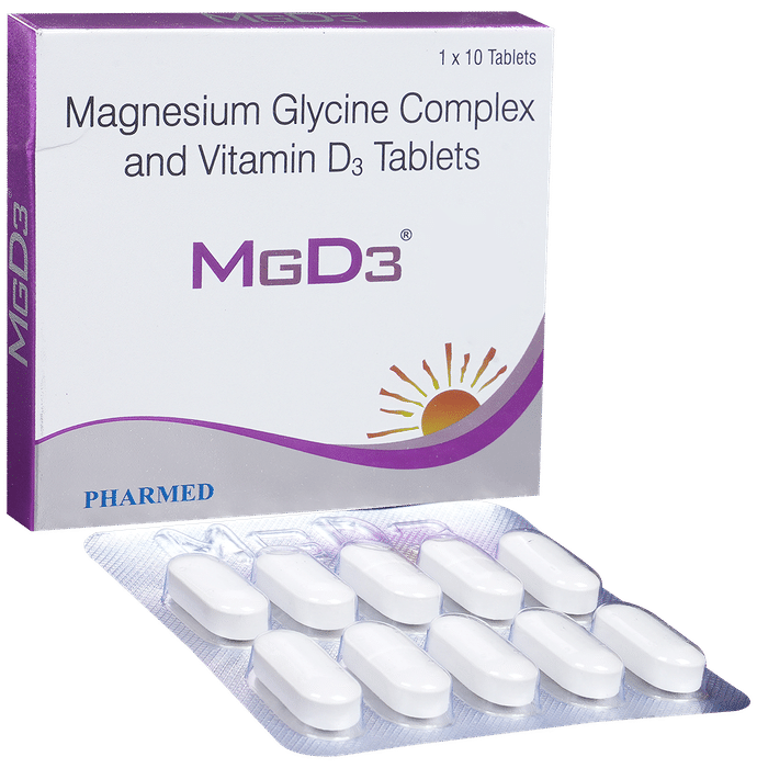 Mgd3 Tablet with Magnesium Glycine & Vitamin D3 | Supports Bone Health | Provides Mineral Support