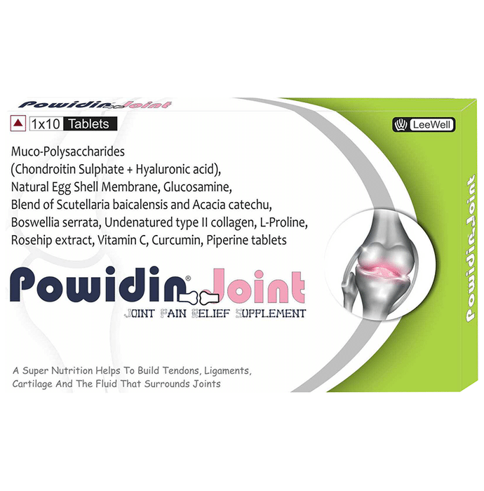 Powidin Joint Pain Stiffness Relief Tablet with Collagen L Proline Boswellia Eggshell MembraneGlucosamine and Curcumin