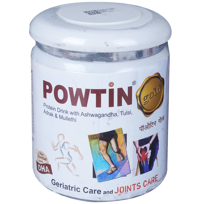Powtin Gold Protein with Ashwagandha for Geriatric & Joint Care | Sugar Free | Flavour Kesar Elaichi Powder