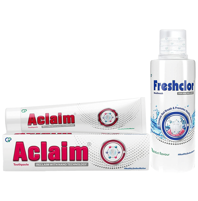 Combo Pack of Aclaim Toothpaste 70gm & Freshclor Mouthwash 200ml