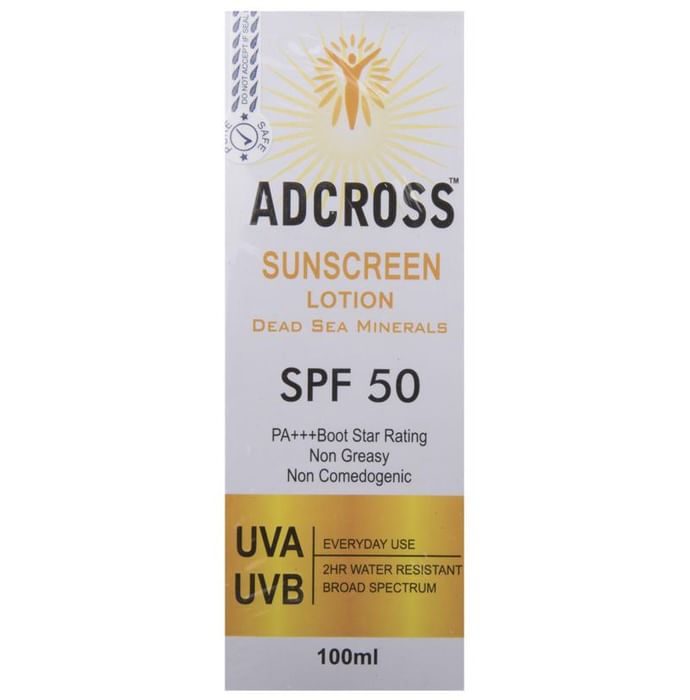 Adcross SPF 50 Sunscreen Lotion PA+++ | Water Resistant & Non-Greasy