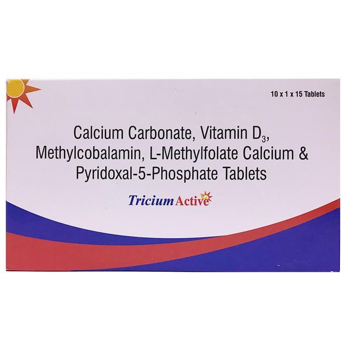 Tricium Active Tablet with Calcium Vitamin D3 & Methylcobalamin | For Bone & Joint Support | Vitamin & Mineral Supplement