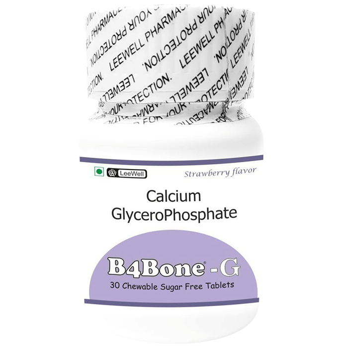 LeeWell B4Bone-G Chelated Calcium Glycero Phospate 345mg - Bone health Acid Reducer & Interstitial Cystitis Support Chewable Tablet Sugar Free Strawberry
