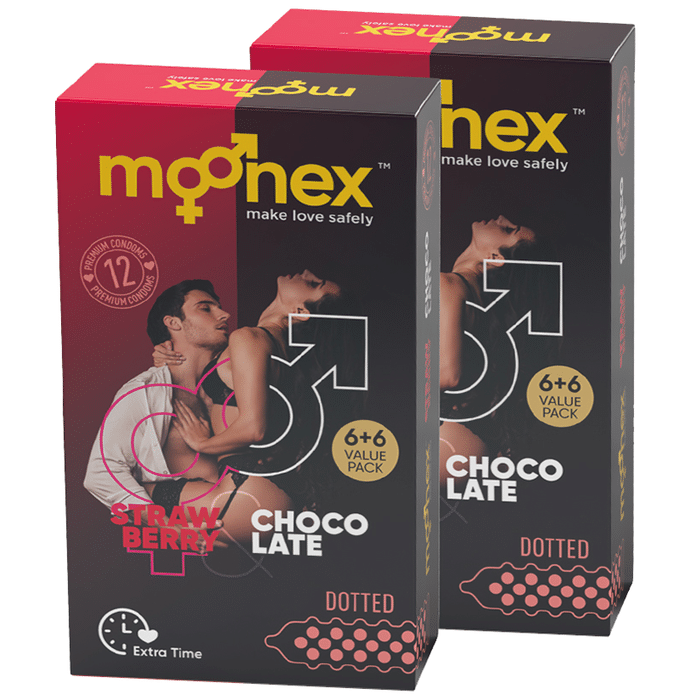 Moonex Moonex Super Dotted with Extra Time Condom (12 Each) Chocolate Strawberry