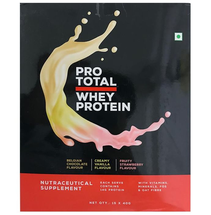 Prototal Whey Protein Powder 5 Sachet Per Flavour(40gm Each) Belgian ChocolateCreamy Vanilla & Fruity Strawberry