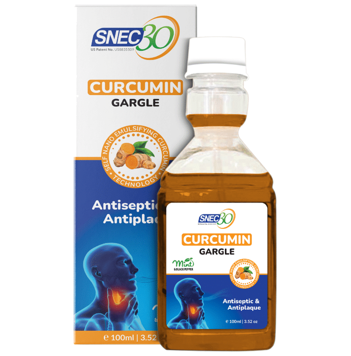 Snec 30 Ayurvedic Curcumin Gargle Solution for Sore Throat Bad Breathe Black Pepper Mint