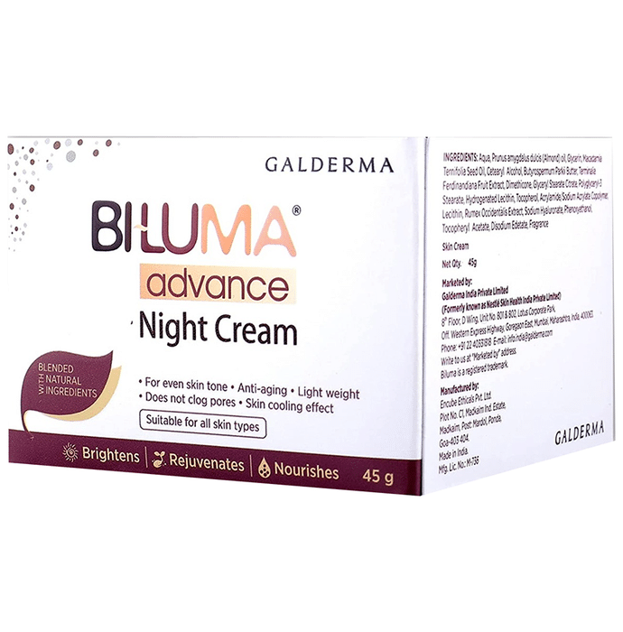 Biluma Advance Anti-Ageing Night Cream | With Natural Ingredients | Brightens Rejuvenates & Nourishes the Skin | Derma Care | For All Skin Types