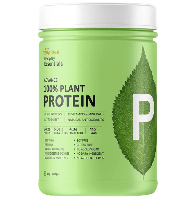 MyFitFuel Advance 100% Plant Protein | 4 Plant Proteins | 16 Vitamins & Minerals | Easy to Digest | Mango