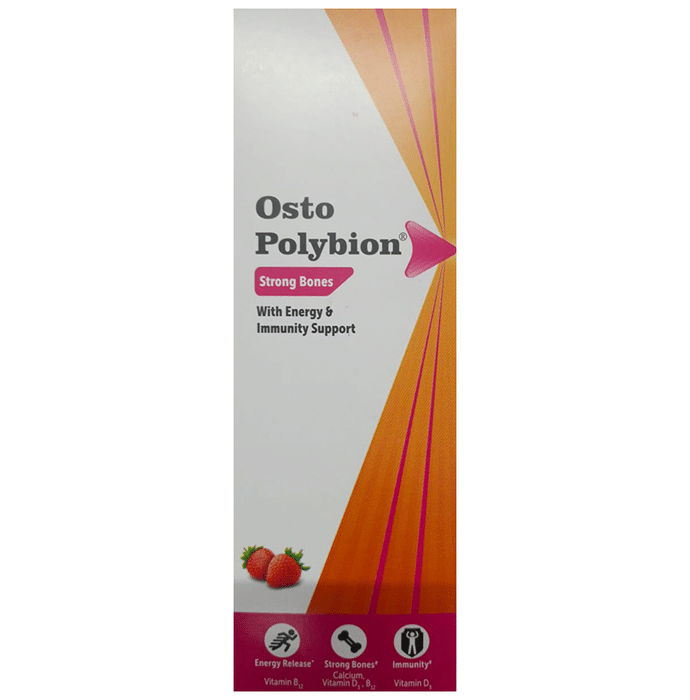 Osto-Polybion Oral Suspension with Calcium & Vitamins for Energy Immunity & Bones | Flavour Strawberry
