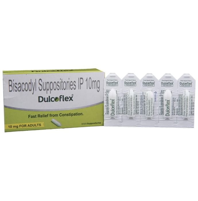 Dulcoflex Bisacodyl Suppositories IP 10mg for Adults | Provides Fast Relief from Constipation