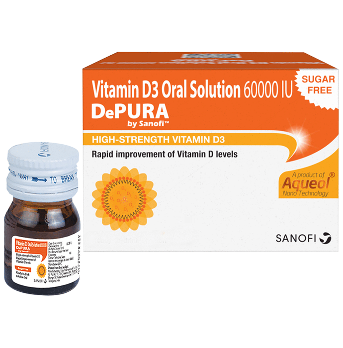 Depura 60000 IU Vitamin D3 Oral Solution | Sugar Free | For Nutritional Support | Bone Joint & Muscle Care