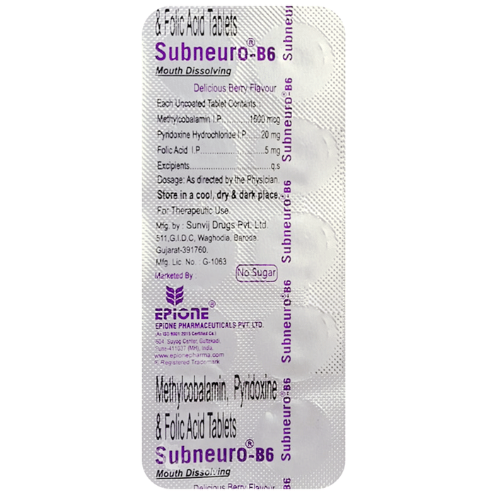 Subneuro-B6 Tablet No Sugar Delicious Berry