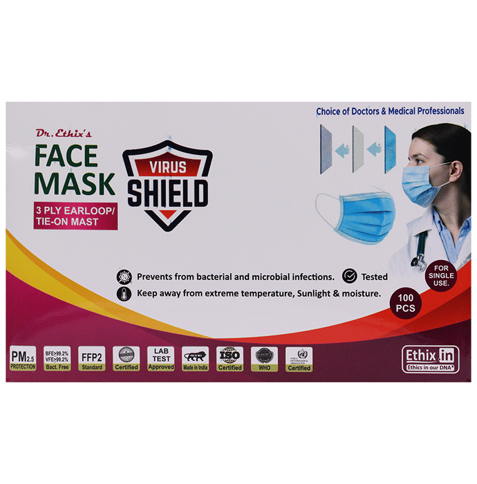 Dr. Ethix's 3 Ply Virus Shield Face Mask Earloop