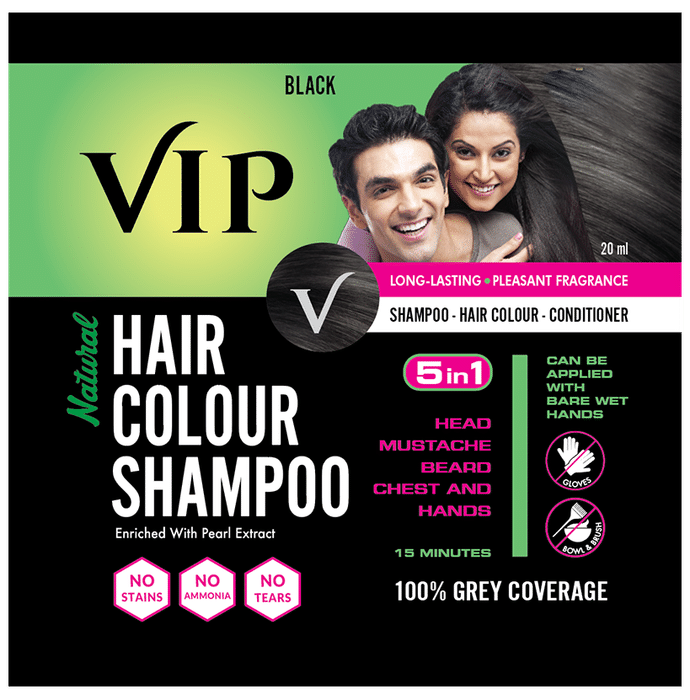 VIP Natural Hair Colour Shampoo | For Grey Coverage Shampoo Black