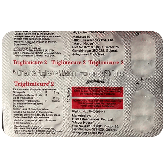 Triglimicure 2mg/500mg/15mg Tablet SR