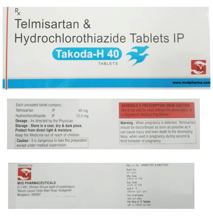 Takoda H 40mg/12.5mg Tablet