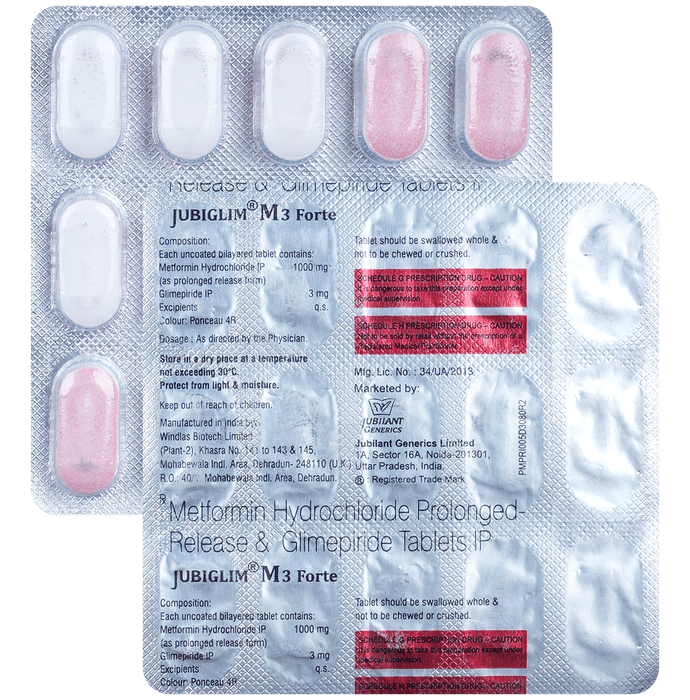 Jubiglim M Forte 3mg/1000mg Tablet PR